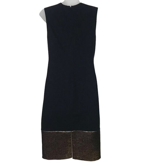 Diane Von Furstenberg Little Black Dress With Gold Highlights Size 6 - Picture 5 of 6